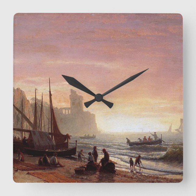 Albert Bierstadt är fiskeflottan Fyrkantig Klocka (Framsida)