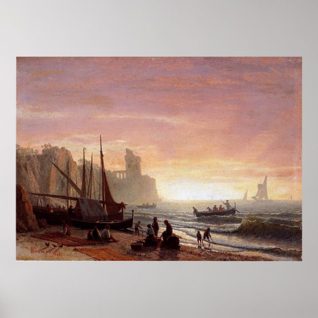 Albert Bierstadt är fiskeflottan Poster (Framsidan)