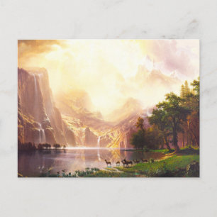 Albert Bierstadt bland Sierra Nevada-bergen Vykort