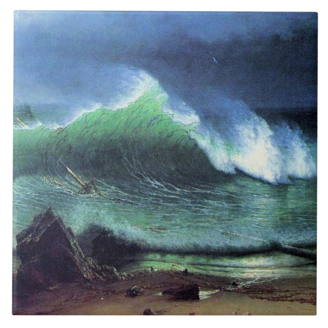 Albert Bierstadt, Emerald Sea Kakelplatta (Framsidan)