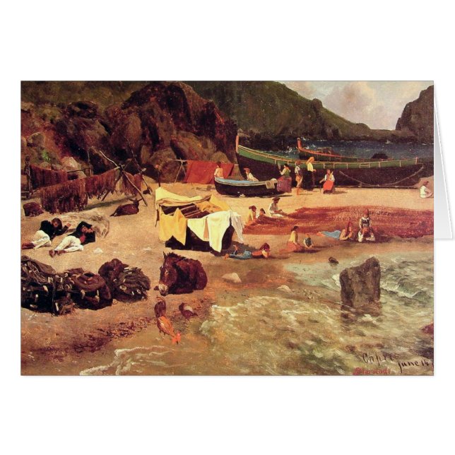 Albert Bierstadt - Fiskefartyg i Capri Hälsningskort (Framsidan Horizontal)