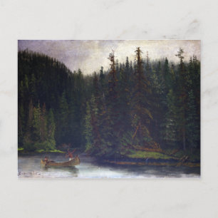 Albert Bierstadt Indian Hunters in Canoe Vykort