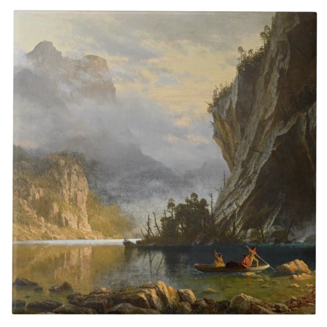 Albert Bierstadt - Indians Spear Fishing Kakelplatta (Framsidan)