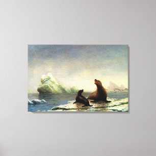 Albert Bierstadt-målning, sälar, Canvastryck
