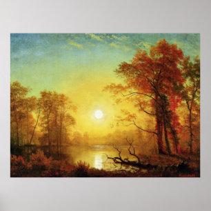 Albert Bierstadt-målning, Soluppgång Poster