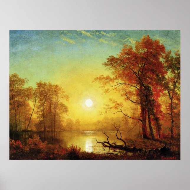 Albert Bierstadt-målning, Soluppgång Poster (Framsidan)
