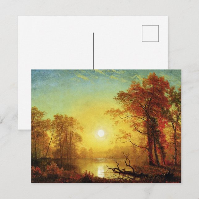 Albert Bierstadt-målning, Soluppgång, Vykort (Fram/baksida)