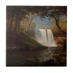 Albert Bierstadt Painting Forest Waterfall Destiny Kakelplatta
