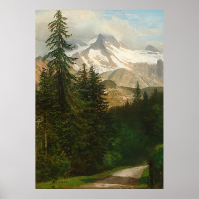Albert Bierstadt Painting Snö i den höge Land Poster (Framsidan)