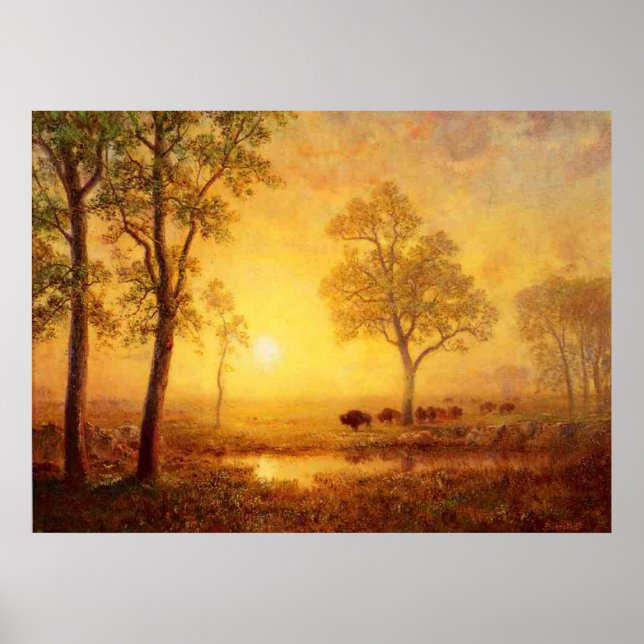 Albert Bierstadt - Solnedgång på berget Poster (Framsidan)