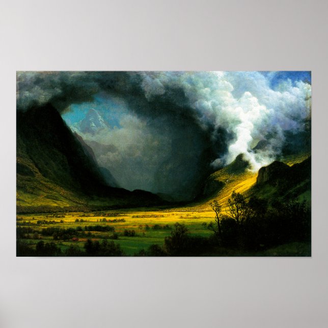 Albert Bierstadt Storm i bergen Poster (Framsidan)