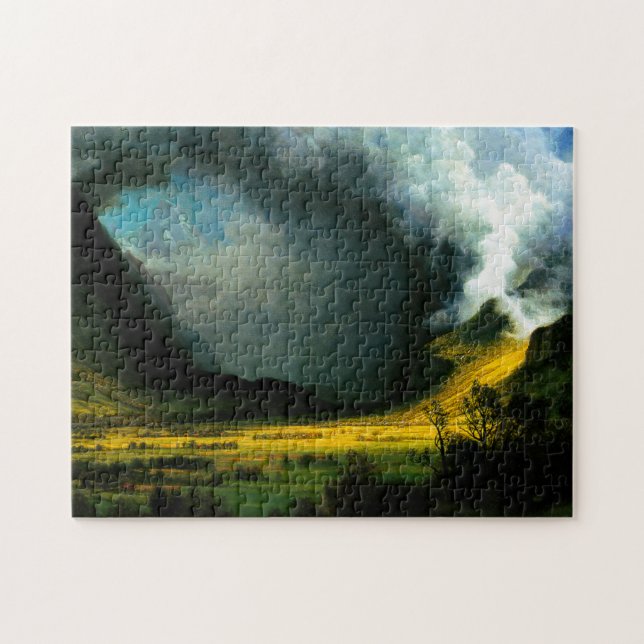 Albert Bierstadt storm i bergpussel Pussel (Horisontell)