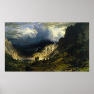 Albert Bierstadt - Storm i Rocky mountains Poster