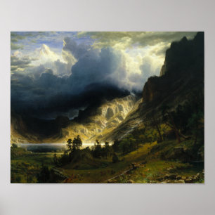 Albert Bierstadt - Storm i Rocky mountains Poster
