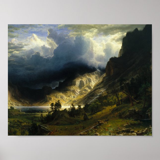 Albert Bierstadt - Storm i Rocky mountains Poster (Framsidan)