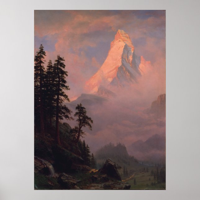Albert Bierstadt Sunrise om Matterhorn Poster (Framsidan)