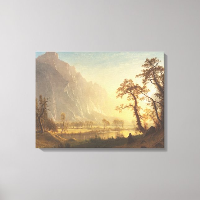 Albert Bierstadt Sunrise Yosemite Valley Painting Canvastryck (Framsida)