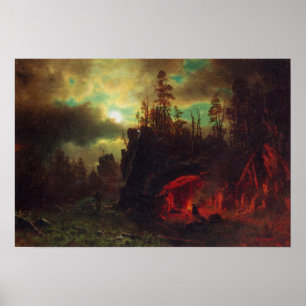 Albert Bierstadt-Trappers läger Poster