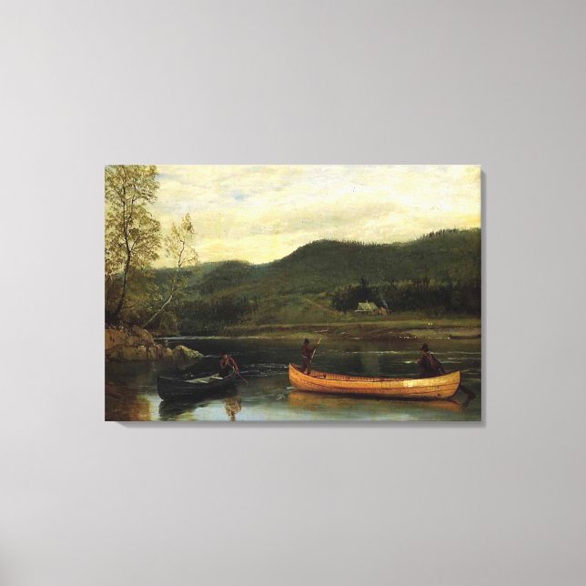 Albert Bierstadts Manar i Two Canoes, 1866 Canvastryck (Framsida)