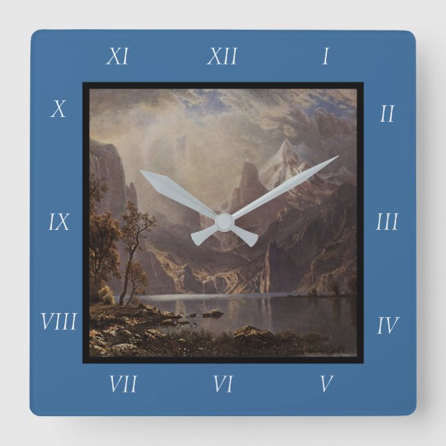 Albert Bierstadt's Sjö Tahoe, 1868 Kanvastryck Fyrkantig Klocka (Framsida)