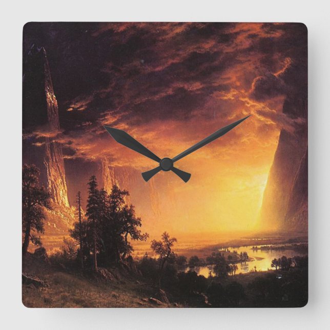 Albert Bierstadt's Sunset in the Yosemite Valley Fyrkantig Klocka (Framsida)