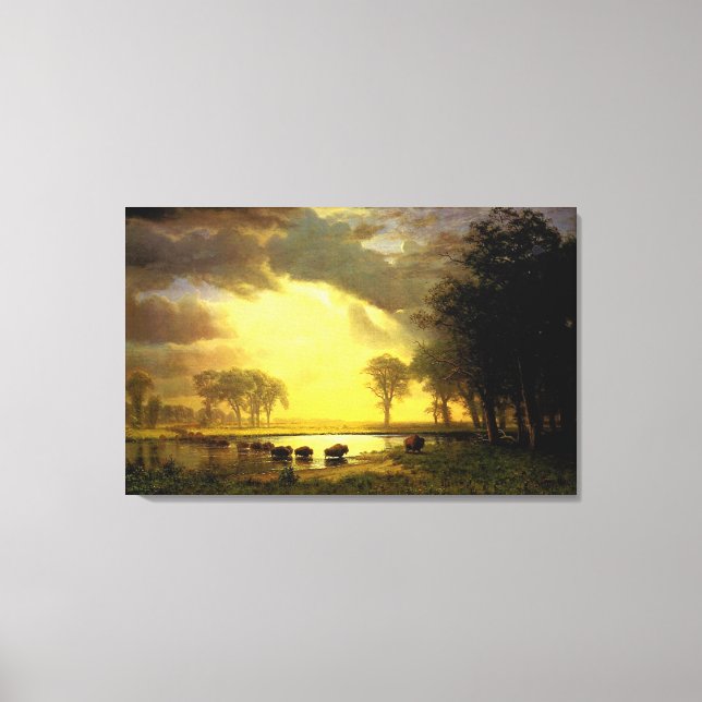 Albert Bierstadt's The Buffalo Trail, 1867 Canvastryck (Framsida)