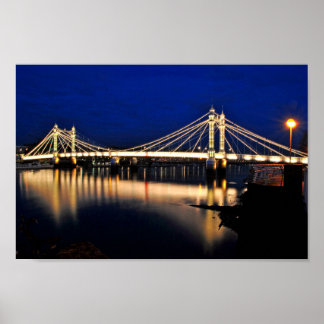 Albert Bridge At Night West London Poster