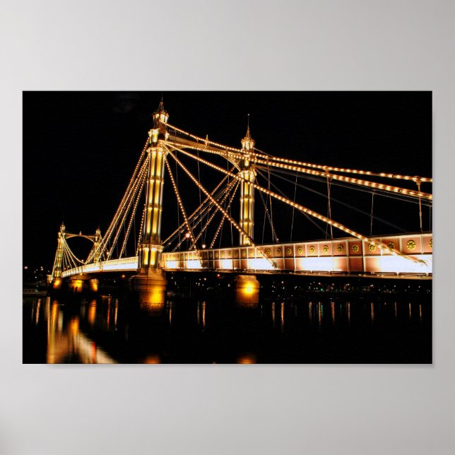 Albert Bridge At Night West London Poster (Framsidan)