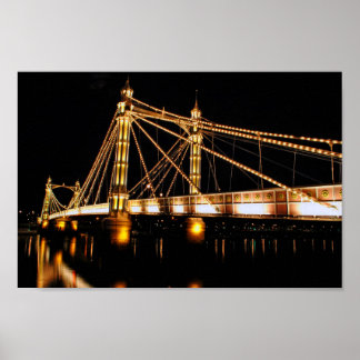 Albert Bridge på natten västra London Poster