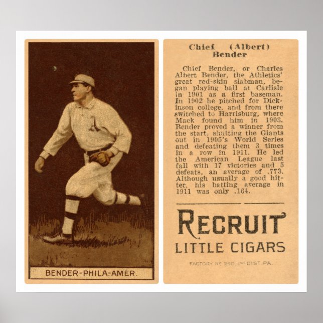 Albert Chief Bender Baseball 1912 Poster (Framsidan)