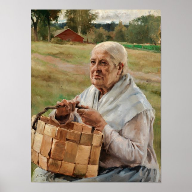 Albert Edelfelt - Gammal kvinna med spånkorg Poster (Framsidan)