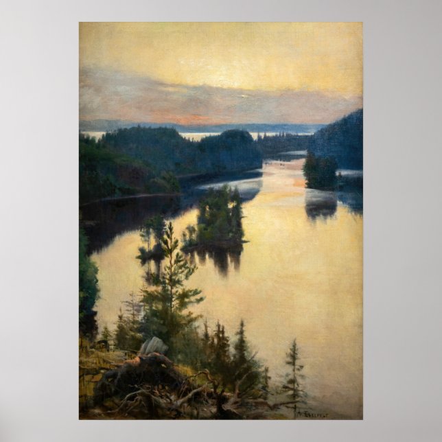Albert Edelfelt - Kaukolaås vid solnedgång Poster (Framsidan)
