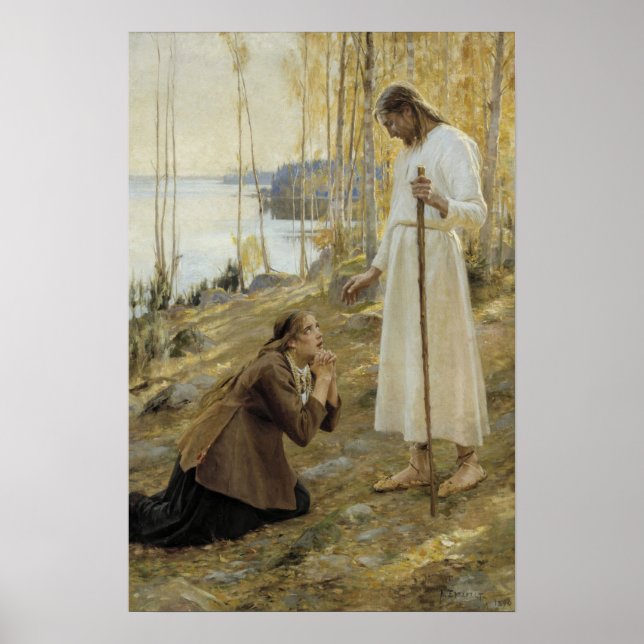 Albert Edelfelt - Kristus och Maria Magdalena Poster (Framsidan)