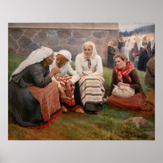 Albert Edelfelt - Kvinnor utanför kyrkan Poster (Framsidan)