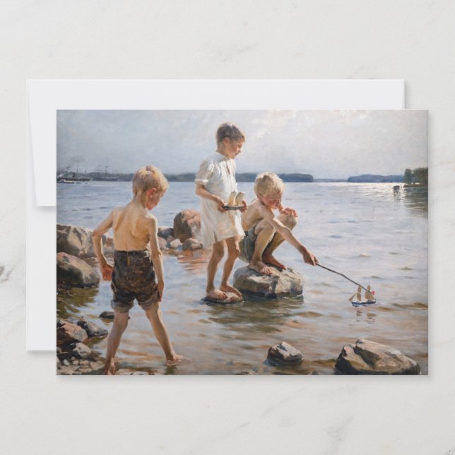 Albert Edelfelt - Pojkar som leker på stranden Inv Tack Kort (Framsida)