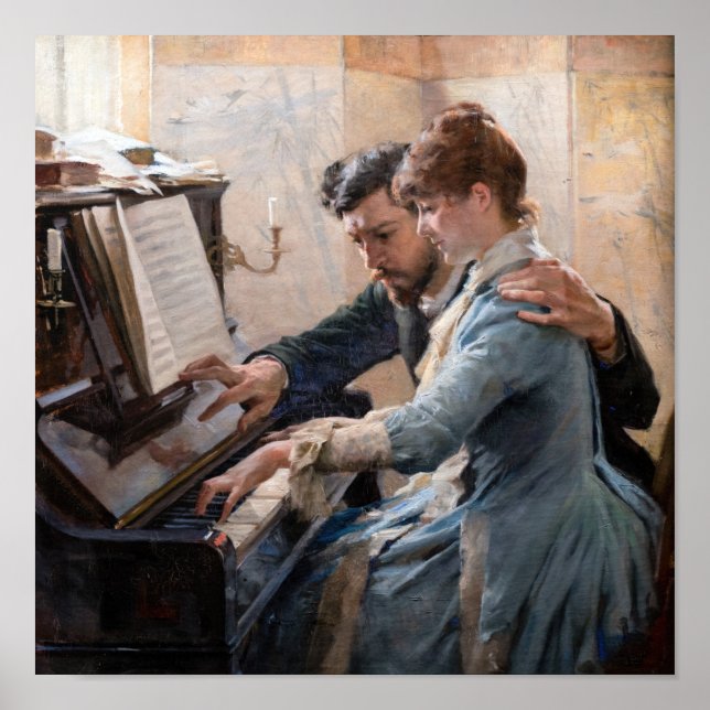 Albert Edelfelt - Spelar piano Poster (Framsidan)