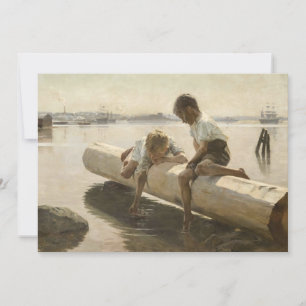 Albert Edelfelt - Två pojkar på en stock Tack Kort