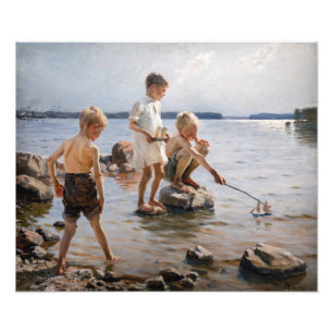 Albert Edelfilt - Boys spelar på Shore Fototryck