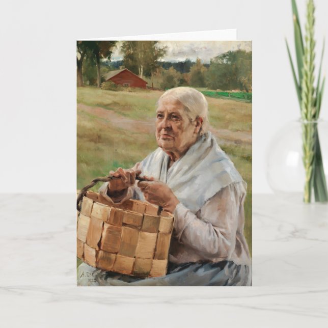 Albert Edelfilt - Gammal kvinna med en plint Baske Kort (Framsida)