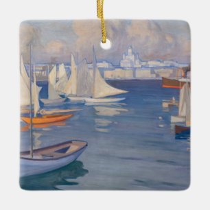 Albert Edelfilt - Harbor i Helsingfors Julgransprydnad Keramik