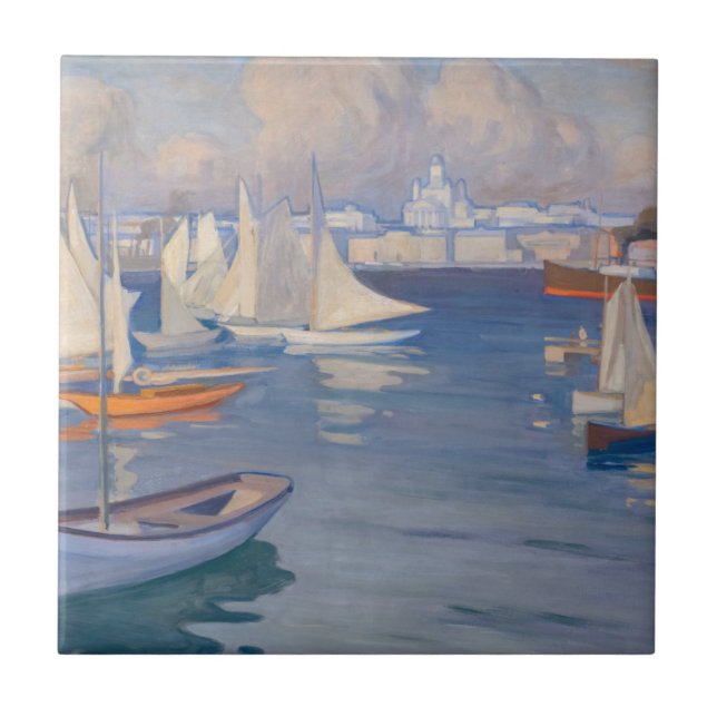 Albert Edelfilt - Harbor i Helsingfors Kakelplatta (Framsidan)