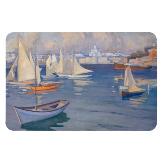 Albert Edelfilt - Harbor i Helsingfors Magnet (Horisontell)