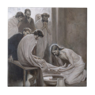 Albert Edelfilt - Jesus Tvättande fötter för lärli Kakelplatta