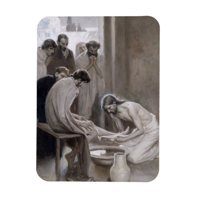 Albert Edelfilt - Jesus Tvättande fötter för lärli Magnet (Vertikal)