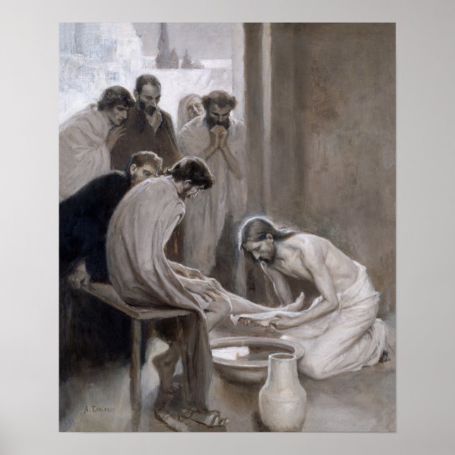 Albert Edelfilt - Jesus Tvättande fötter för lärli Poster (Framsidan)