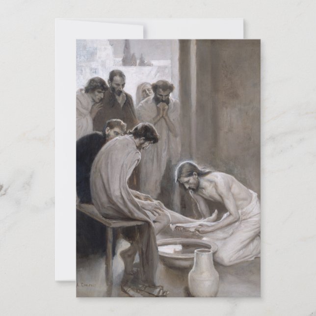 Albert Edelfilt - Jesus Tvättande fötter för lärli Tack Kort (Framsida)