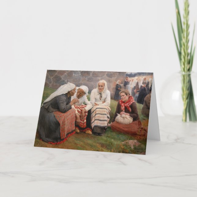 Albert Edelfilt - Kvinnor utanför kyrkan Kort (Framsida)