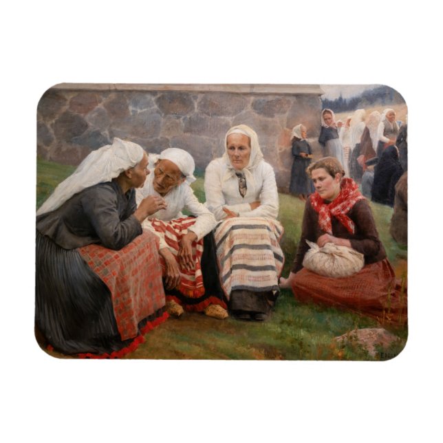 Albert Edelfilt - Kvinnor utanför kyrkan Magnet (Horisontell)