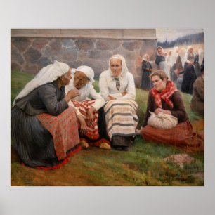 Albert Edelfilt - Kvinnor utanför kyrkan Poster