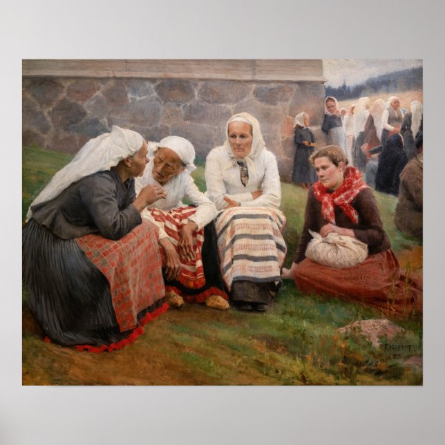 Albert Edelfilt - Kvinnor utanför kyrkan Poster (Framsidan)